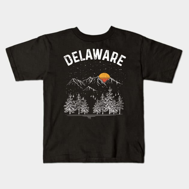 Vintage Retro Delaware State Kids T-Shirt by DanYoungOfficial